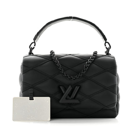 Louis Vuitton Lambskin Malletage Monochrome Top Handle GO-14 MM Black 3 of 10
