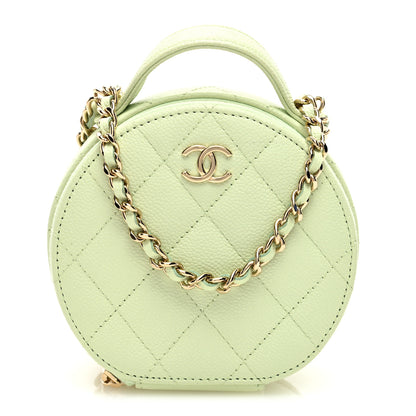 Chanel Caviar Quilted Round Handle With Care Vanity With Chain Light Green 1 of 11