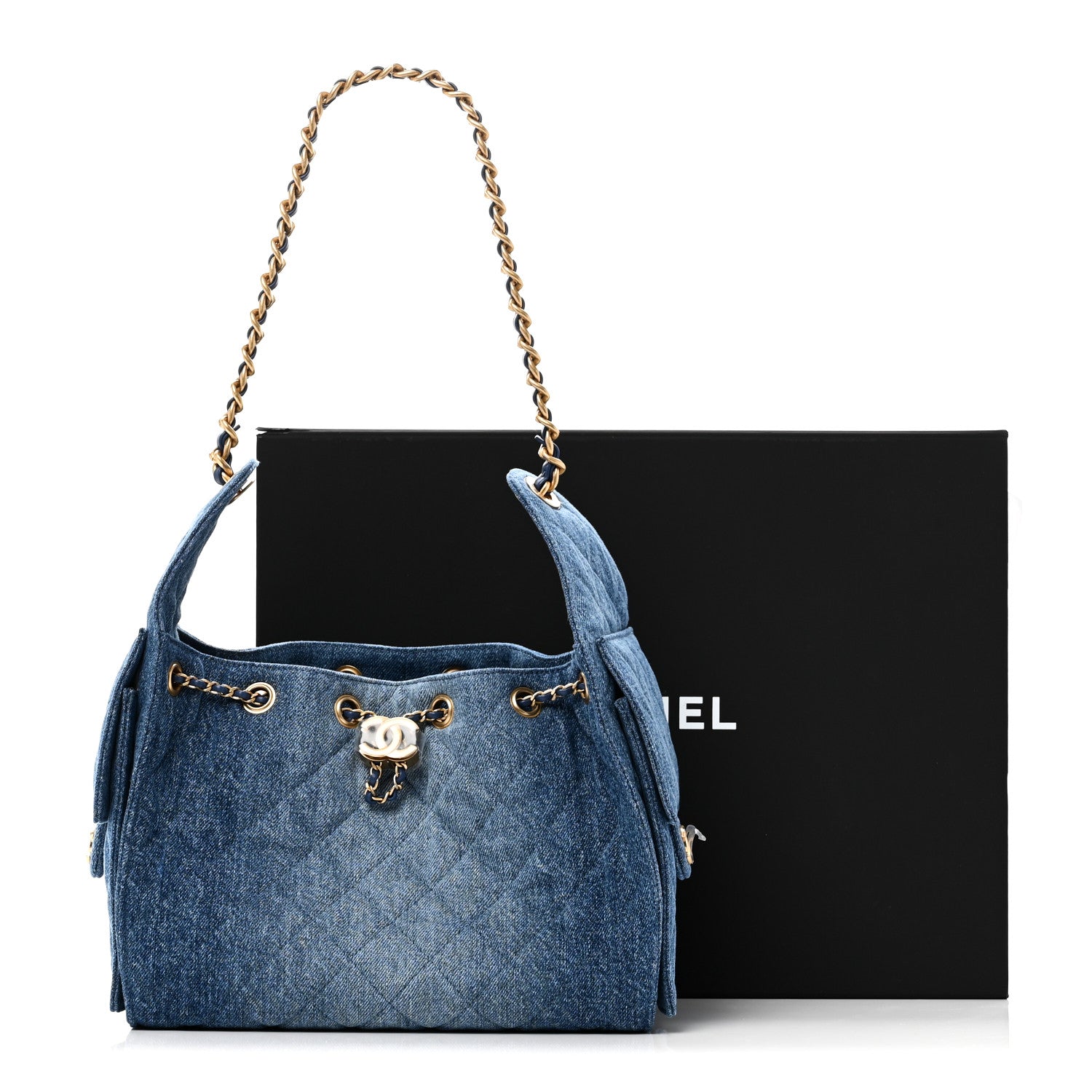 Chanel Washed Denim Quilted Small Chanel 25 Handbag Blue 1840600