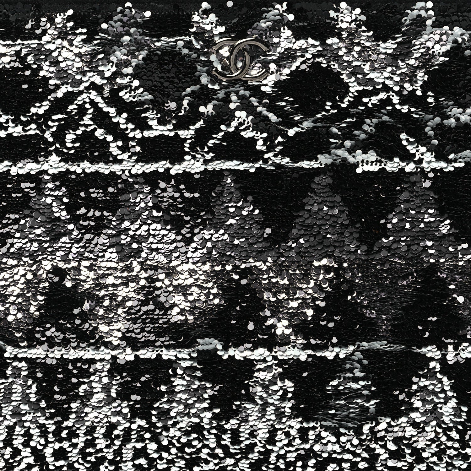 Chanel Sequin Wool Quilted Cosmetic Pouch Black Silver 8 of 9
