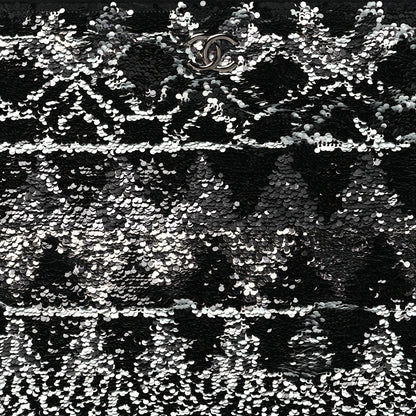 Chanel Sequin Wool Quilted Cosmetic Pouch Black Silver 8 of 9