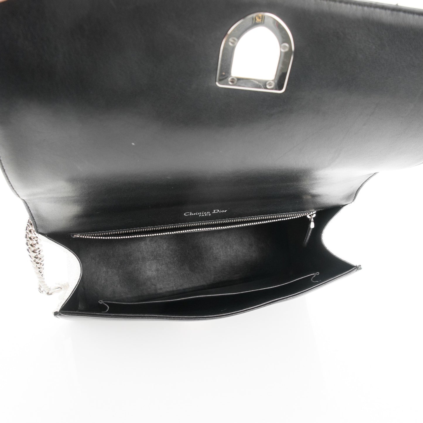 Lambskin Python Large Diorama Flap Bag Black White