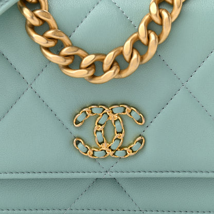 Chanel Lambskin Quilted Chanel 19 Wallet On Chain WOC Light Blue 9 of 13