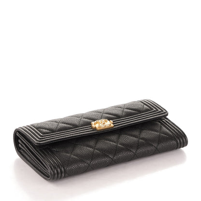 Chanel Caviar Quilted Boy Flap Wallet Black 4 of 8