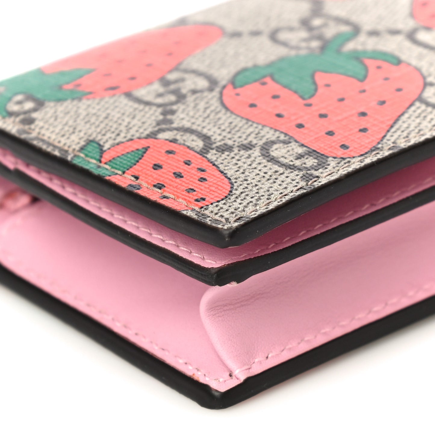 GG Supreme Monogram Strawberry Card Case