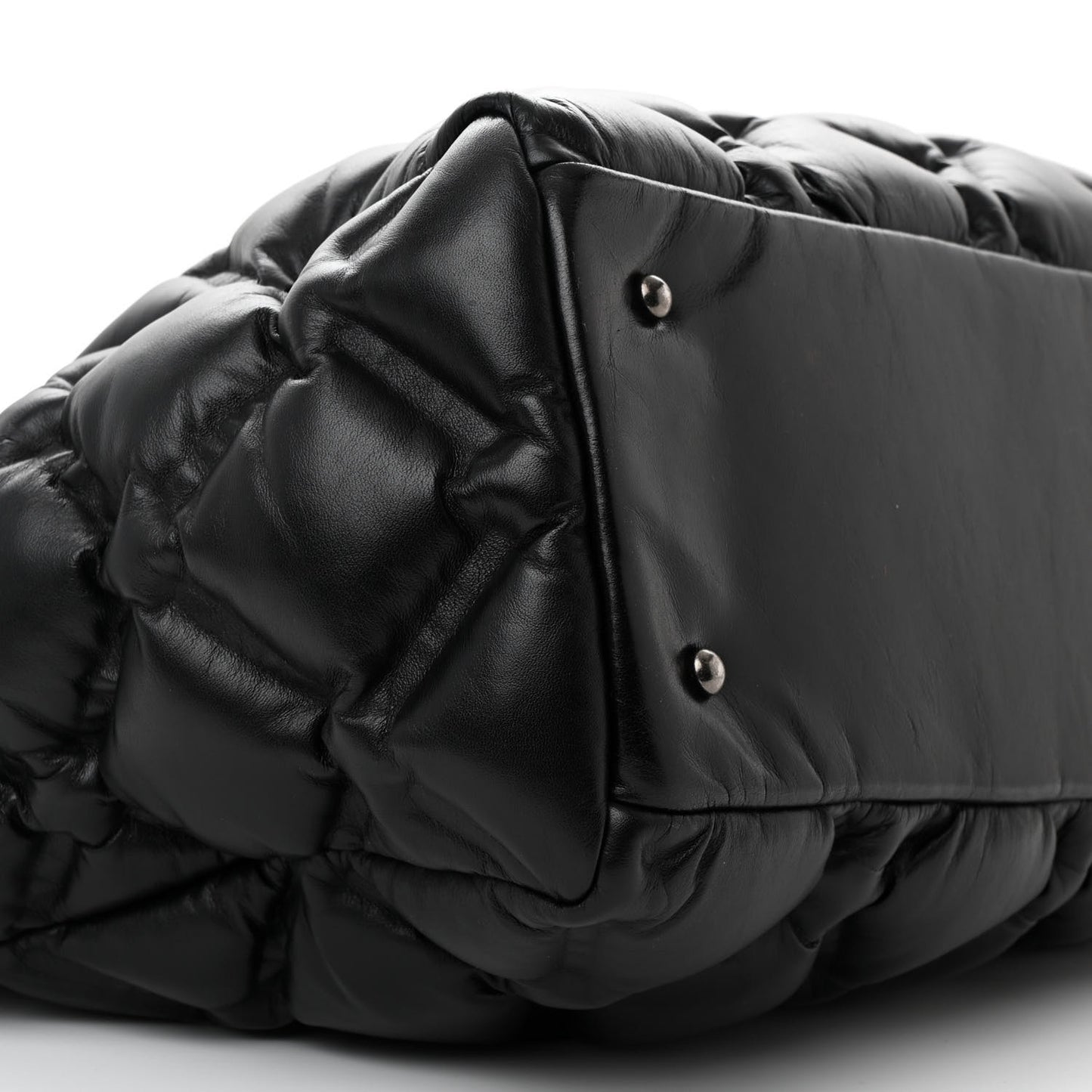 Calfskin Quilted Large Chesterfield Tote Black