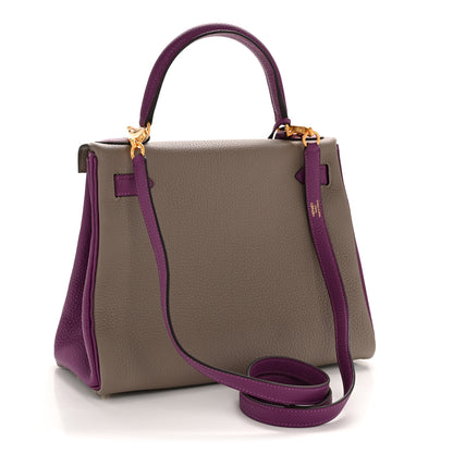 Hermes Togo Horseshoe Kelly Retourne 28 Gris Asphalte Anemone 3 of 15