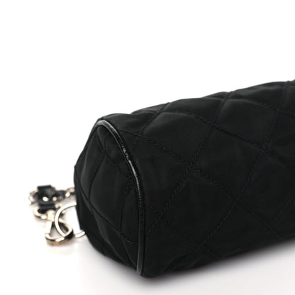 Prada Tessuto Nylon Saffiano Impunturato Quilted Barrel Pochette Black 9 of 10