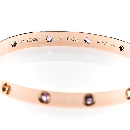 Cartier 18K Pink Gold Sapphire Garnet Amethyst LOVE Bracelet 17 4 of 7