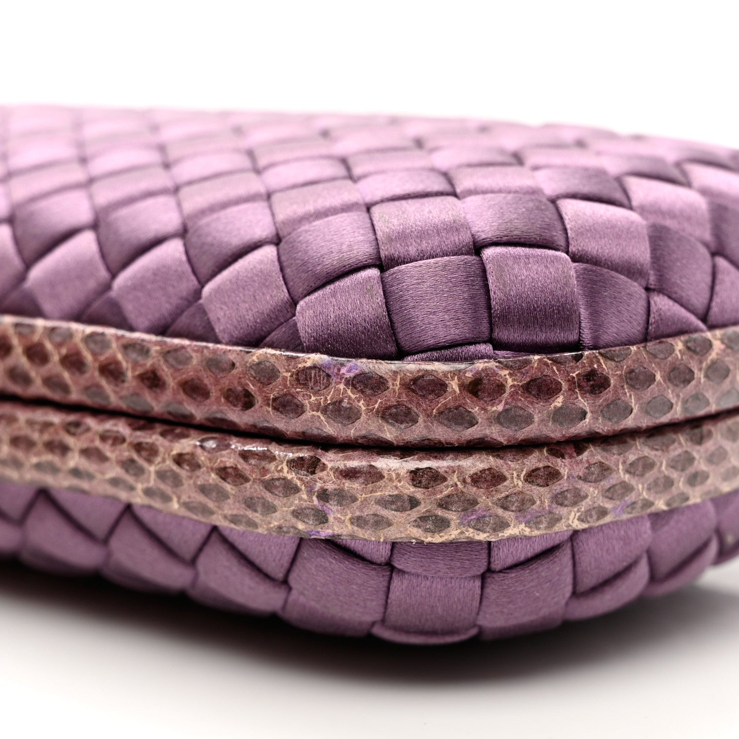 Bottega Veneta Satin Intreccio Impero Ayers Stretch Knot Clutch Purple 7 of 7