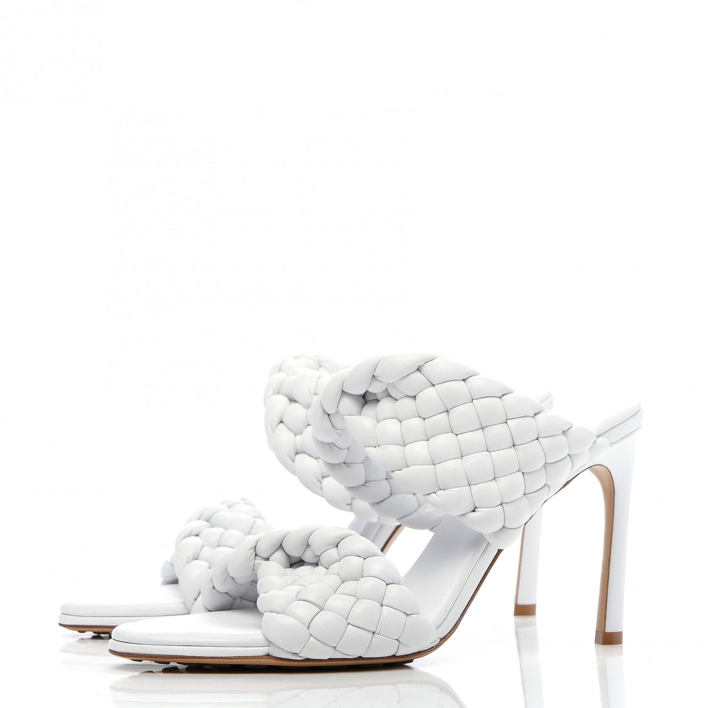 Nappa Twisted Padded Intrecciato Curve Slide Sandals 40 Optic White