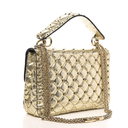 Valentino Garavani Metallic Wrinkled Lambskin Medium Rockstud Spike Shoulder Bag Mekong 3 of 10