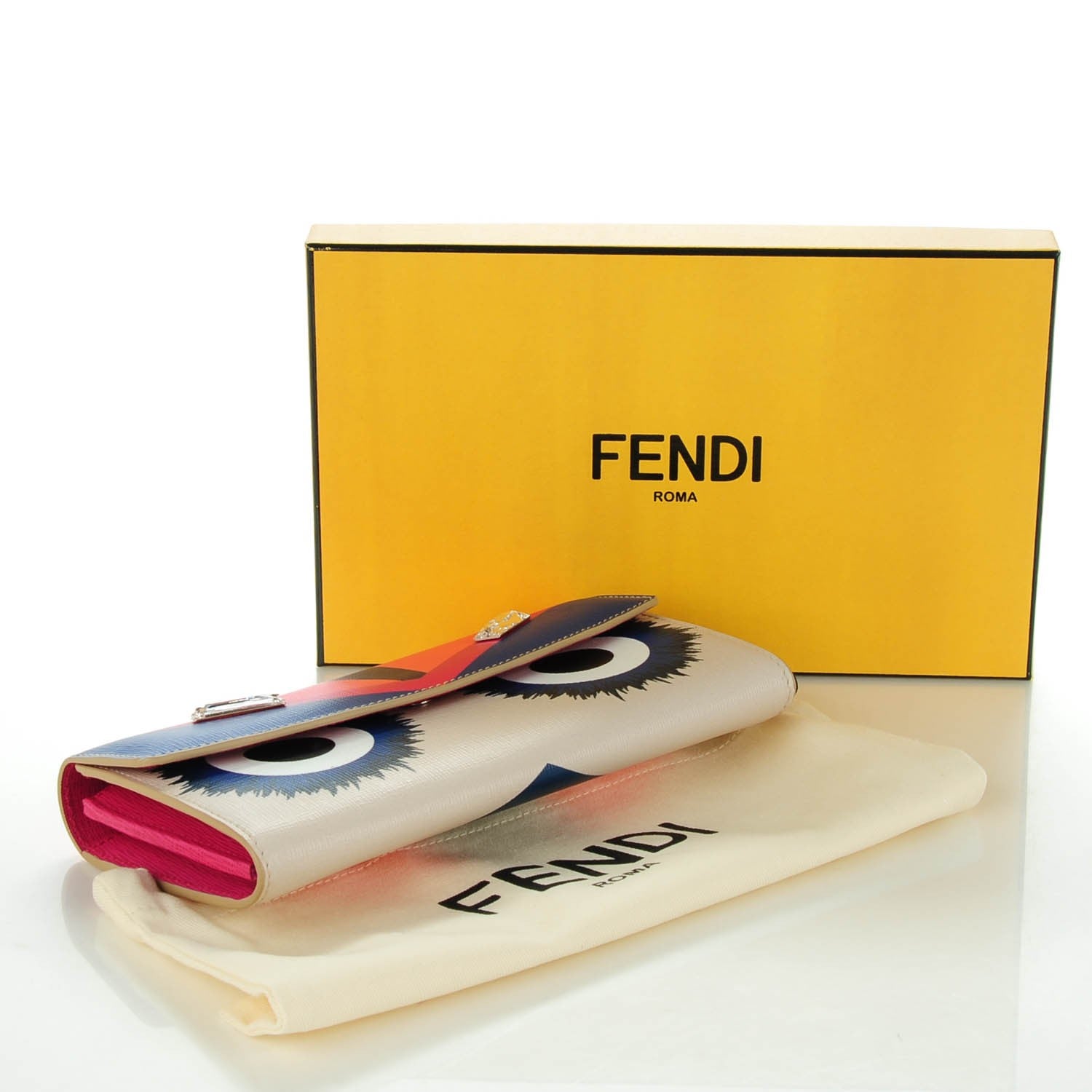 Fendi Vitello Elite Crystal Eye Monster Simply Continental Wallet Bellini Multicolor 5 of 9
