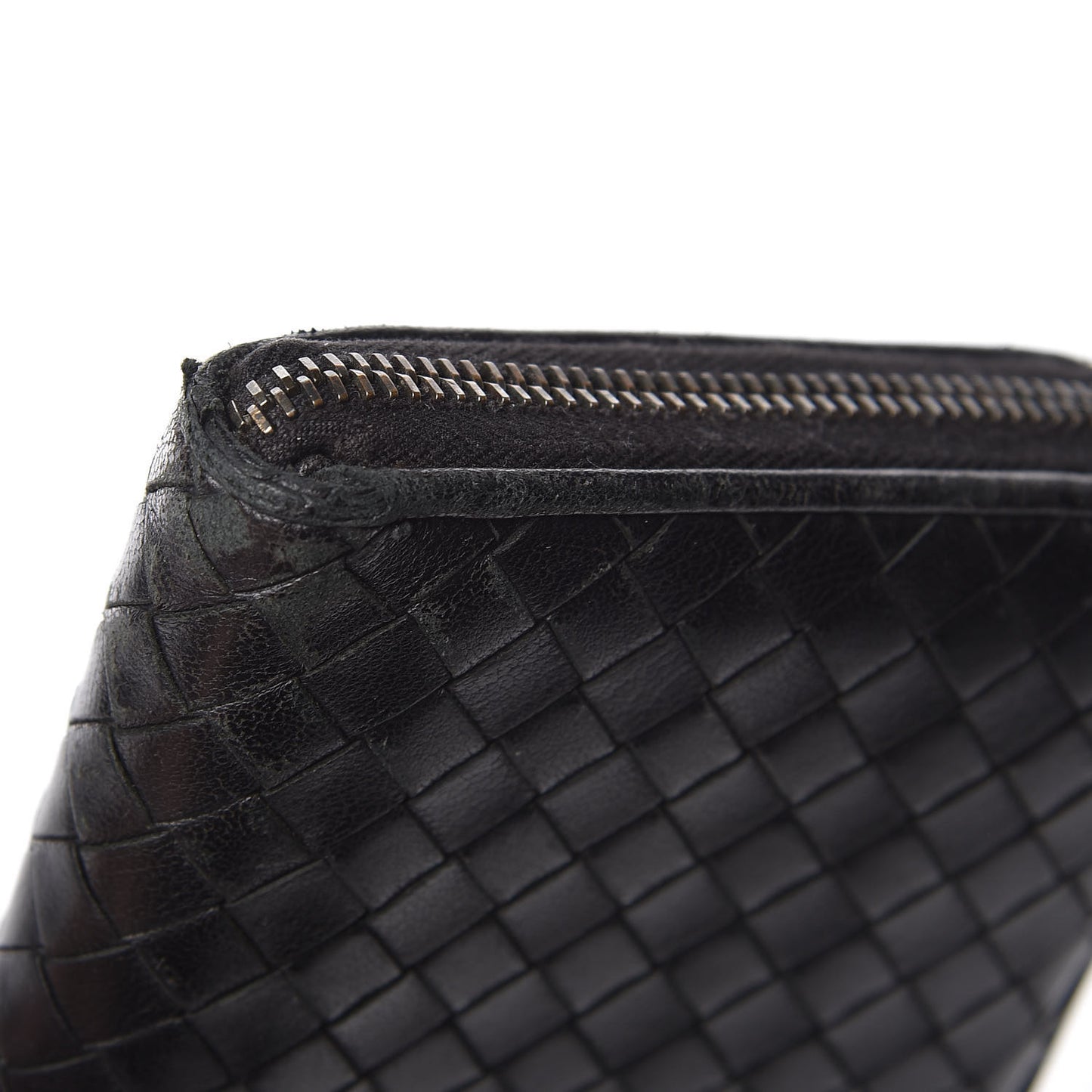 Nappa Intrecciato Zip Around Wallet Black