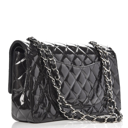 Chanel Striated Patent Quilted Medium Double Flap Black 4 of 9
