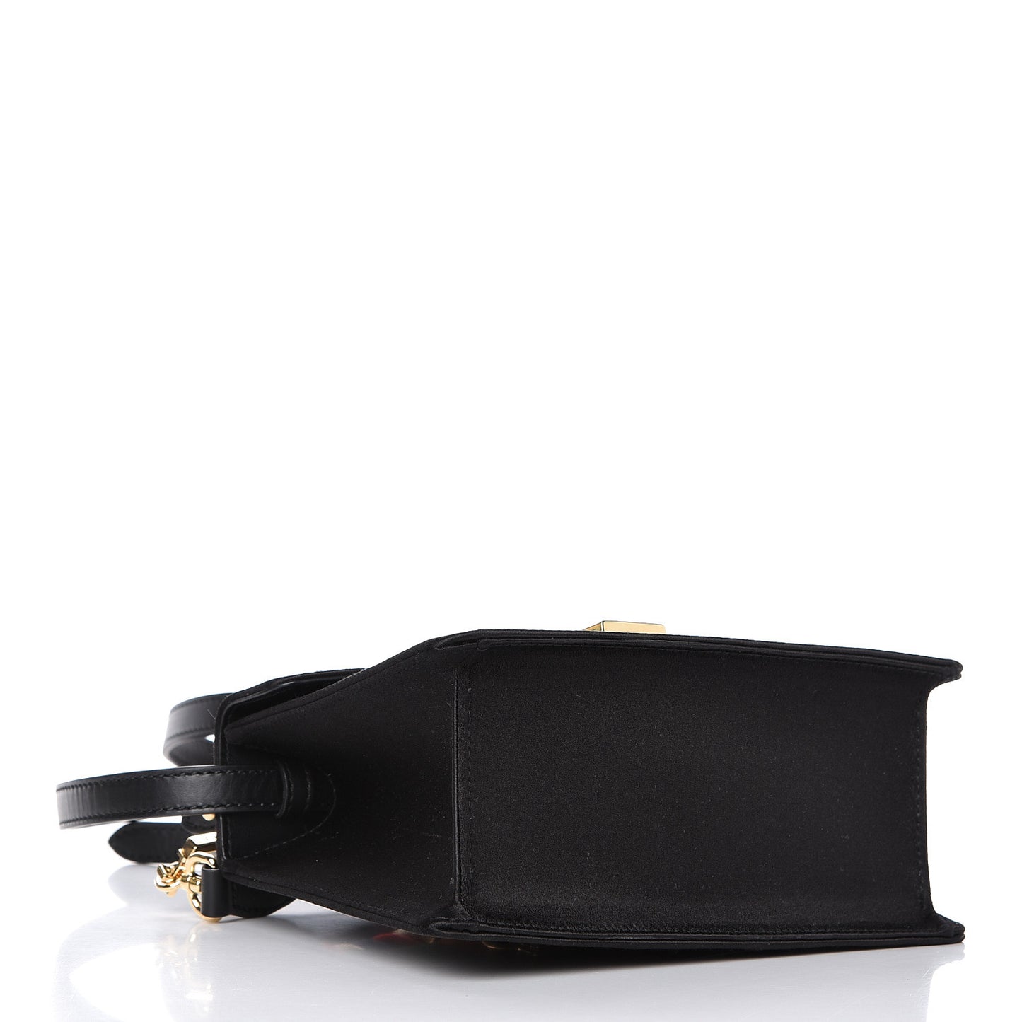 Satin Crystal Mini Sylvie Top Handle Bag Black