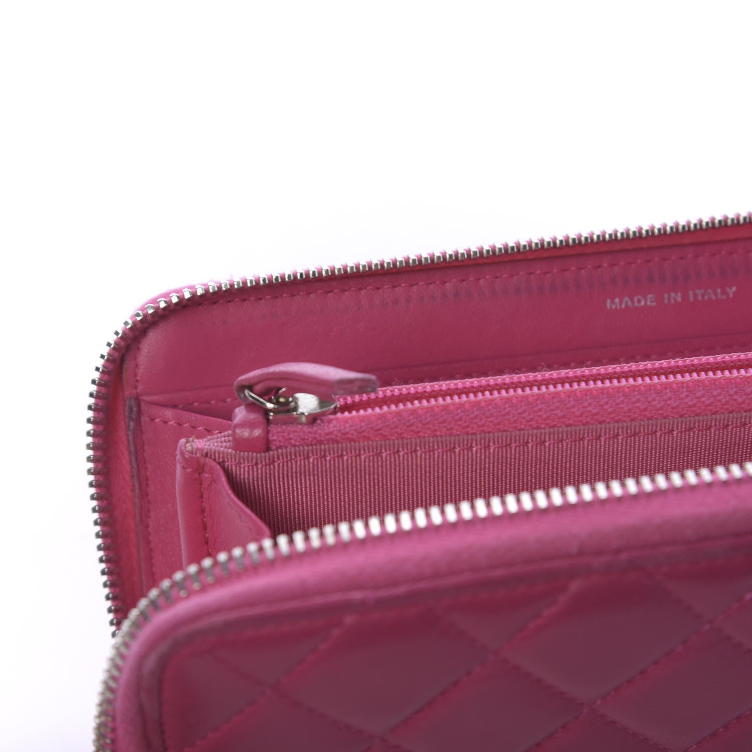 Chanel Lambskin Quilted Large Gusset Zip Around Wallet Pink 14 of 15