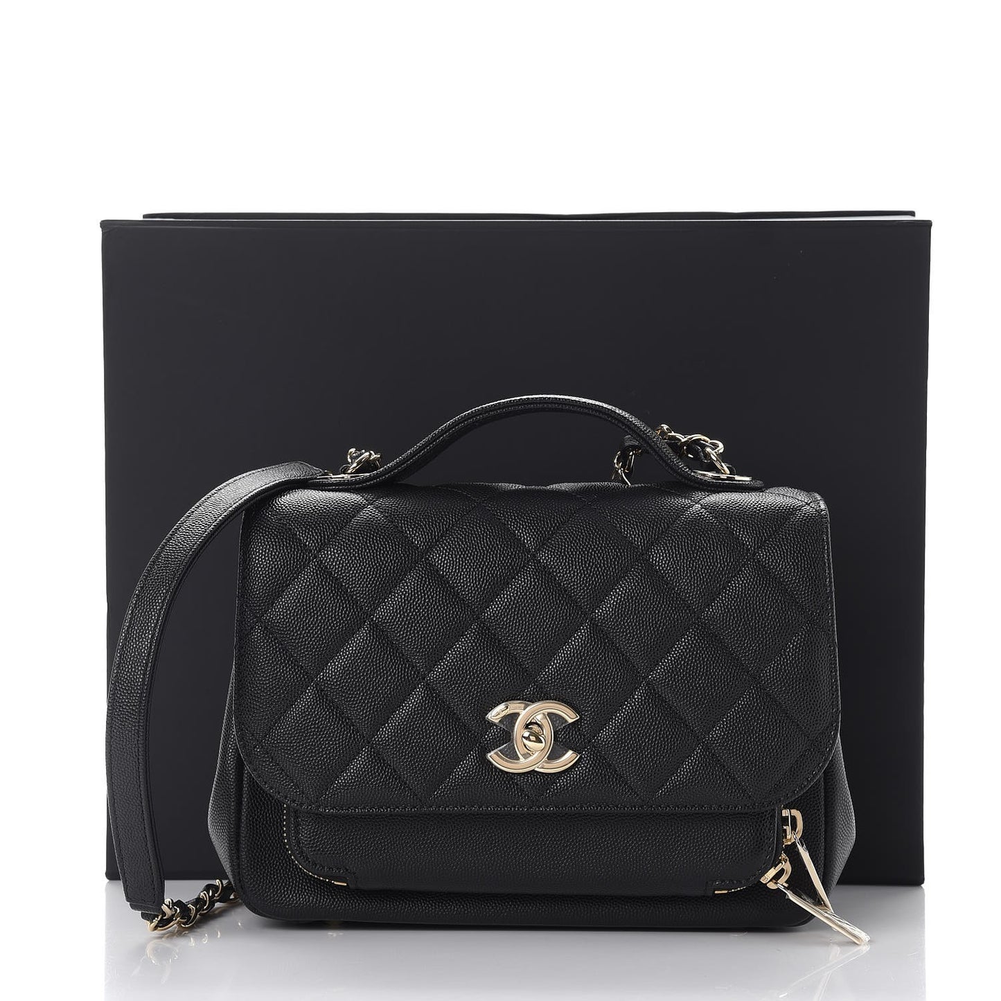 Caviar Quilted Medium Business Affinity Flap Black