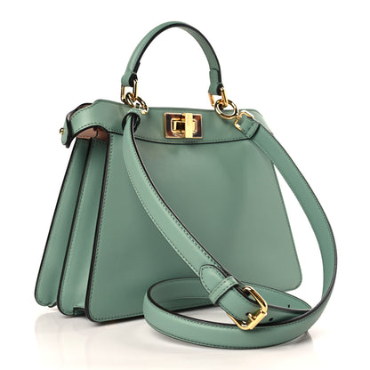 Fendi Vitello Seta Shiny Nappa Plexiglass Small Peekaboo I SEE U Satchel Menta Light Rose 3 of 10