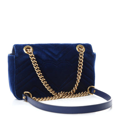 Gucci Velvet Matelasse Mini GG Marmont Shoulder Bag Cobalt Blue 3 of 11