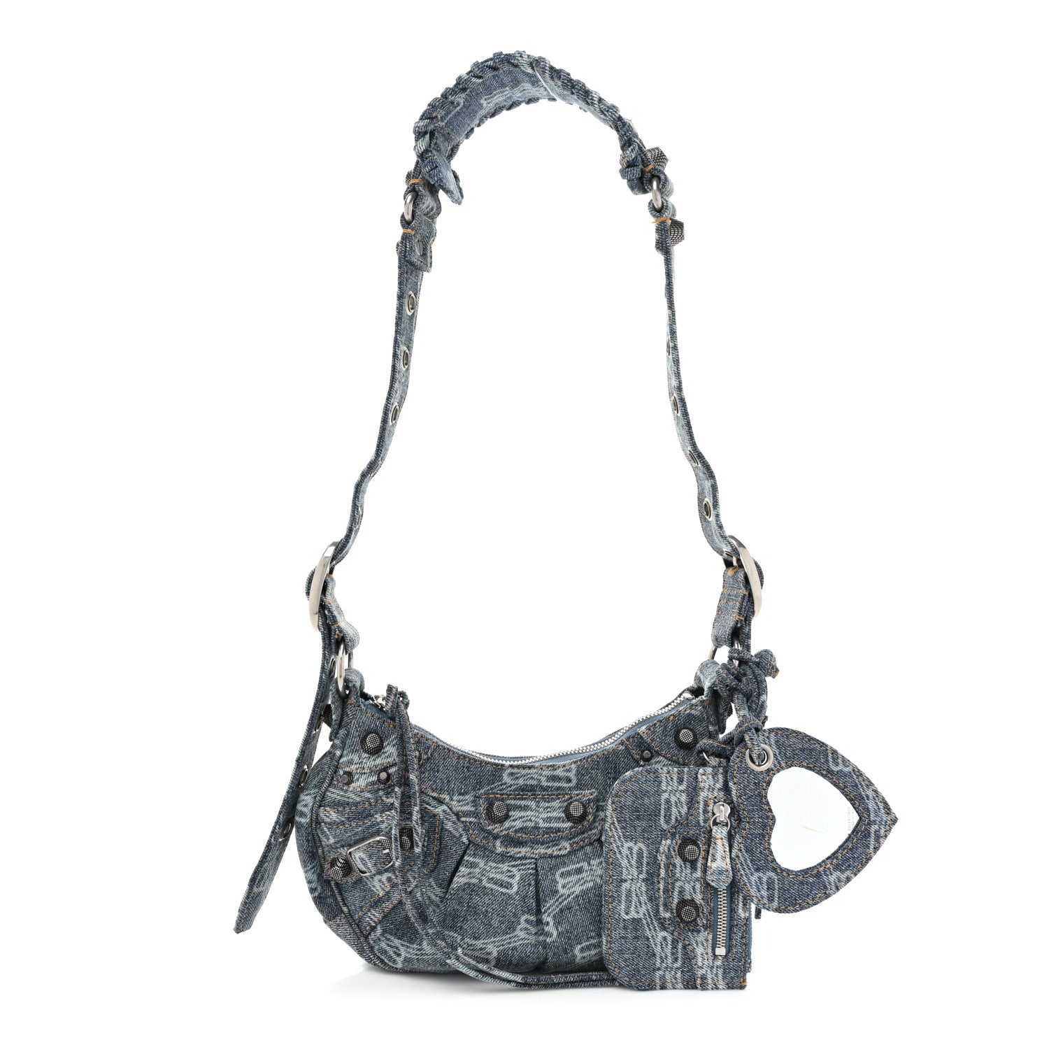 Balenciaga Bleached Denim BB Monogram Le Cagole Shoulder Bag XS Blue 1 of 13