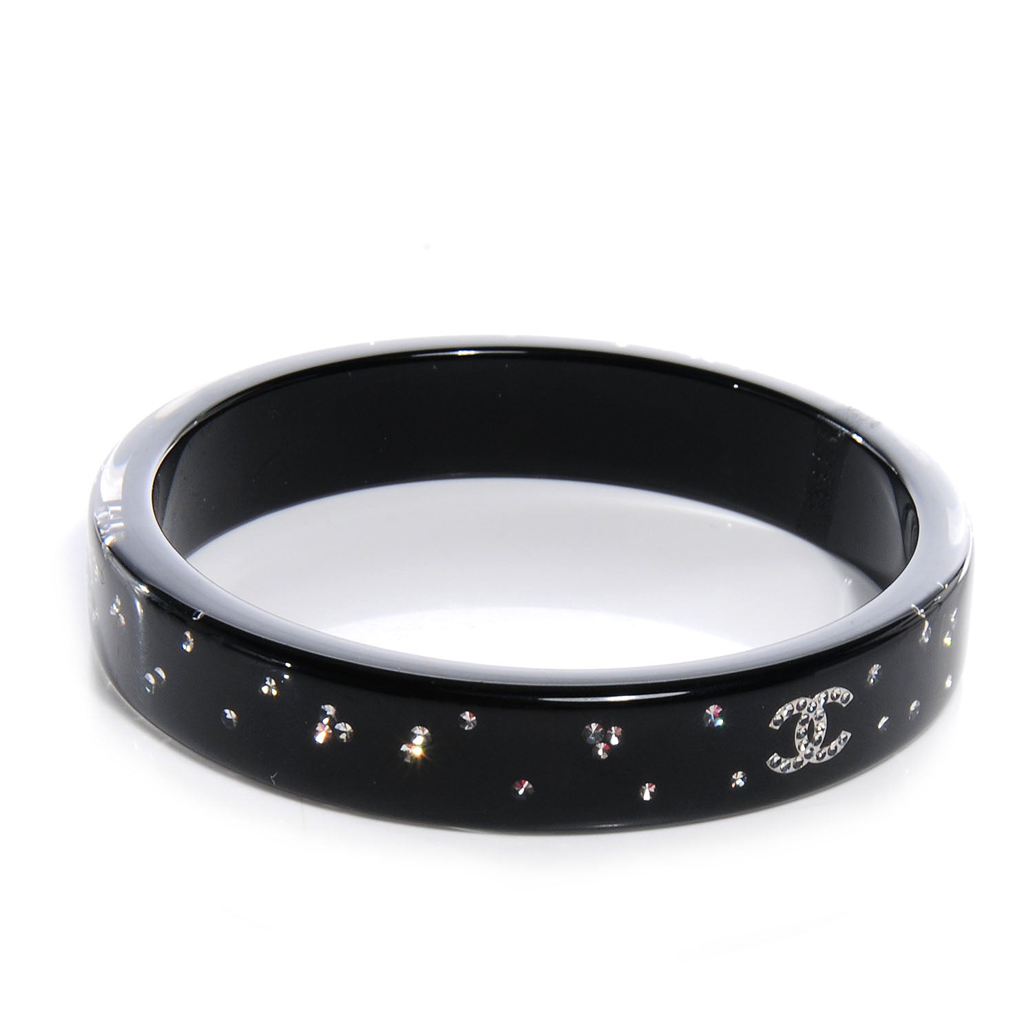 Chanel Resin Crystal CC Bangle Black 3 of 5