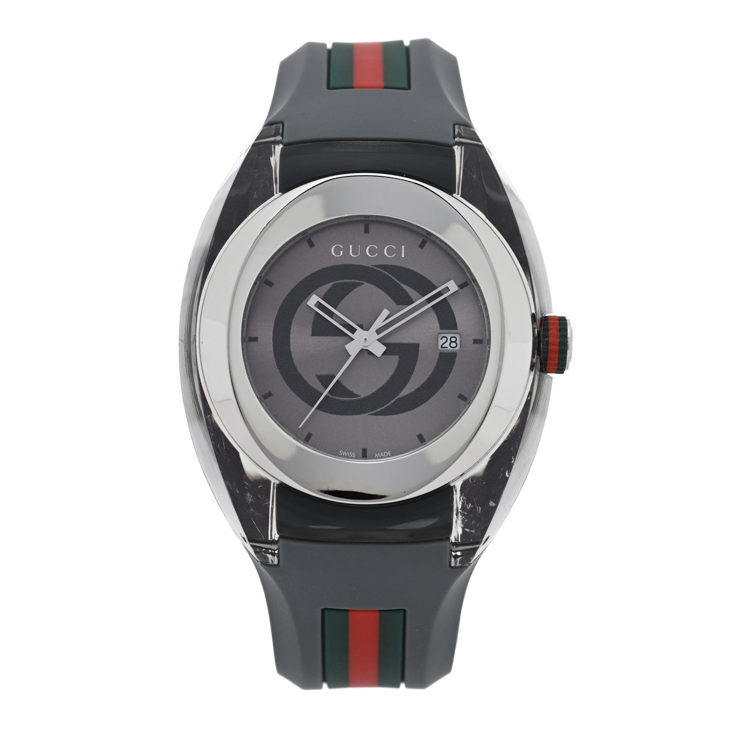 Gucci Stainless Steel Rubber 46mm Sync Web Quartz Watch Grey 1 of 4