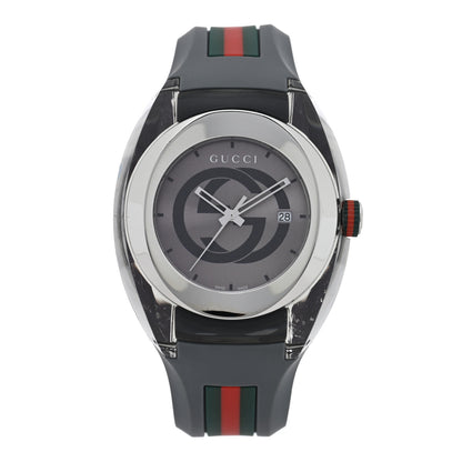 Gucci Stainless Steel Rubber 46mm Sync Web Quartz Watch Grey 1 of 4