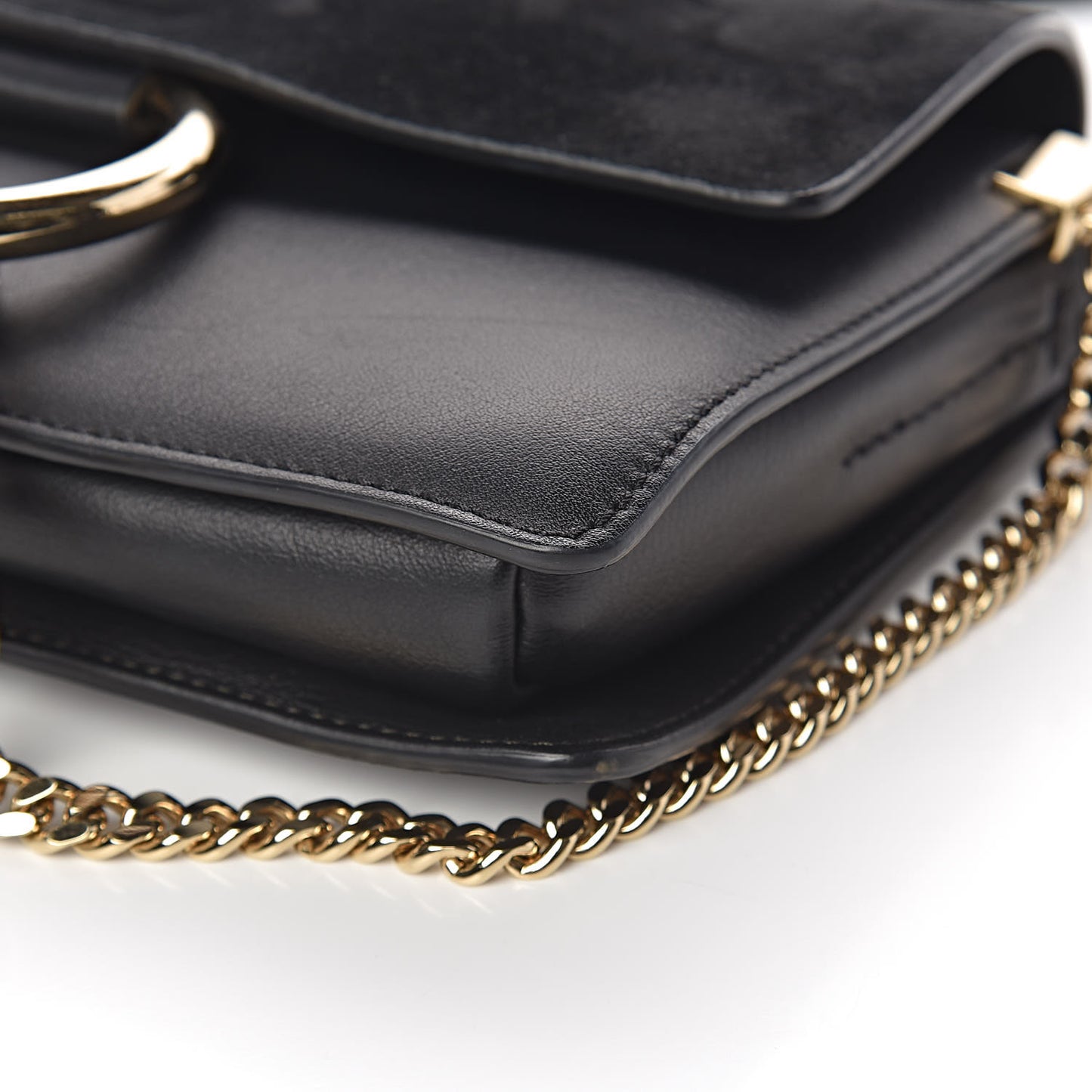Suede Calfskin Small Faye Shoulder Bag Black