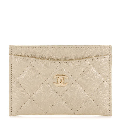 Chanel Metallic Caviar Quilted Card Holder Light Gold 1 of 8