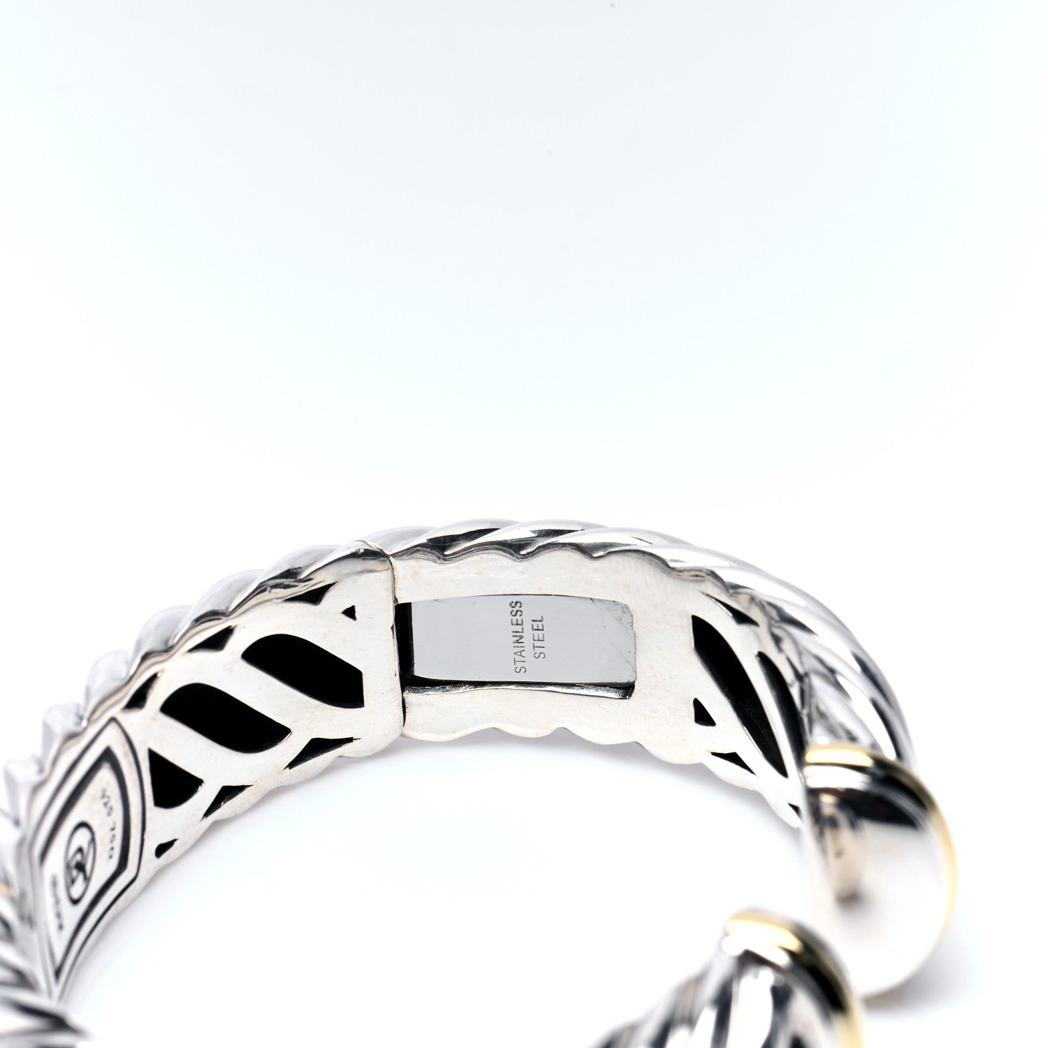 David Yurman Sterling Silver 18K Yellow Gold 15mm Sculpted Cable Cuff Bracelet 5 of 5