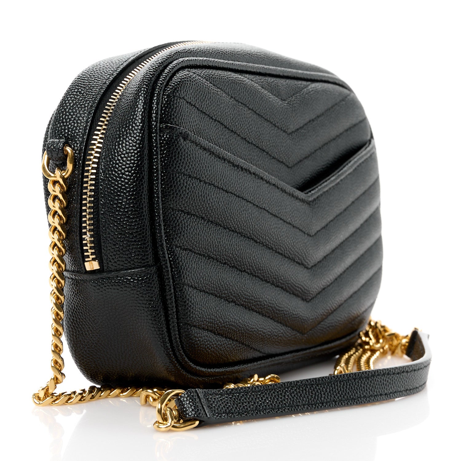 Saint Laurent Grain De Poudre Matelasse Monogram Mini Lou Camera Bag Black 3 of 12