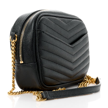 Saint Laurent Grain De Poudre Matelasse Monogram Mini Lou Camera Bag Black 3 of 12