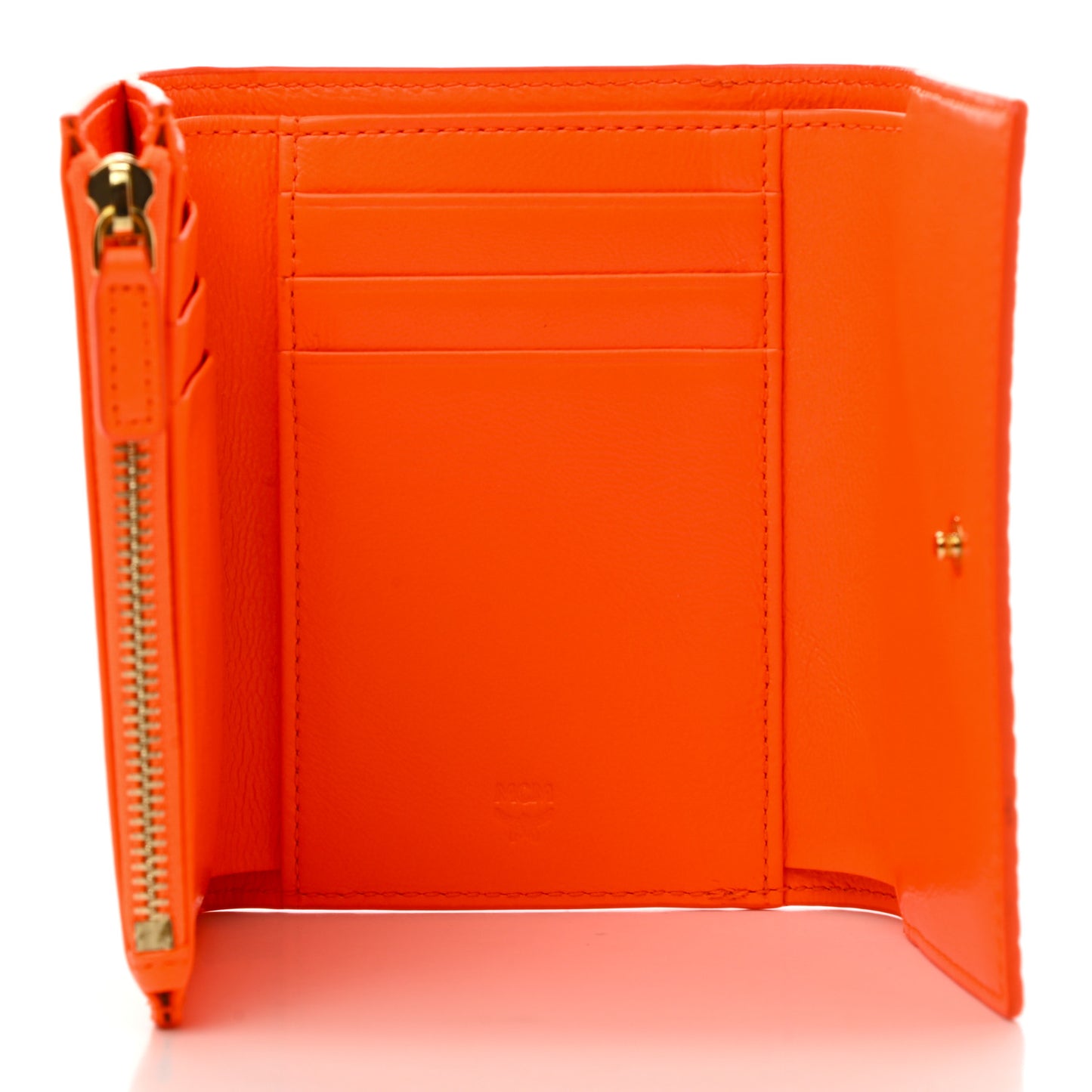 Visetos Patent Trifold Wallet Cognac Orange