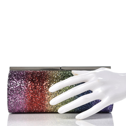 Jimmy Choo Coarse Glitter Trinket Clutch Rainbow Degrade 2 of 6