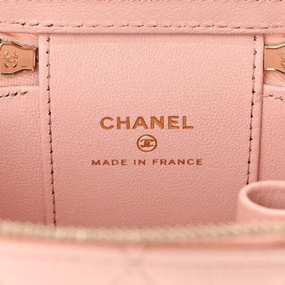 Chanel Lambskin Quilted Mini Top Handle Vanity Case With Chain Light Pink 6 of 10