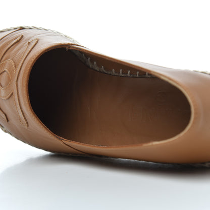 Chanel Calfskin CC Espadrilles 38 Light Brown 20 of 23