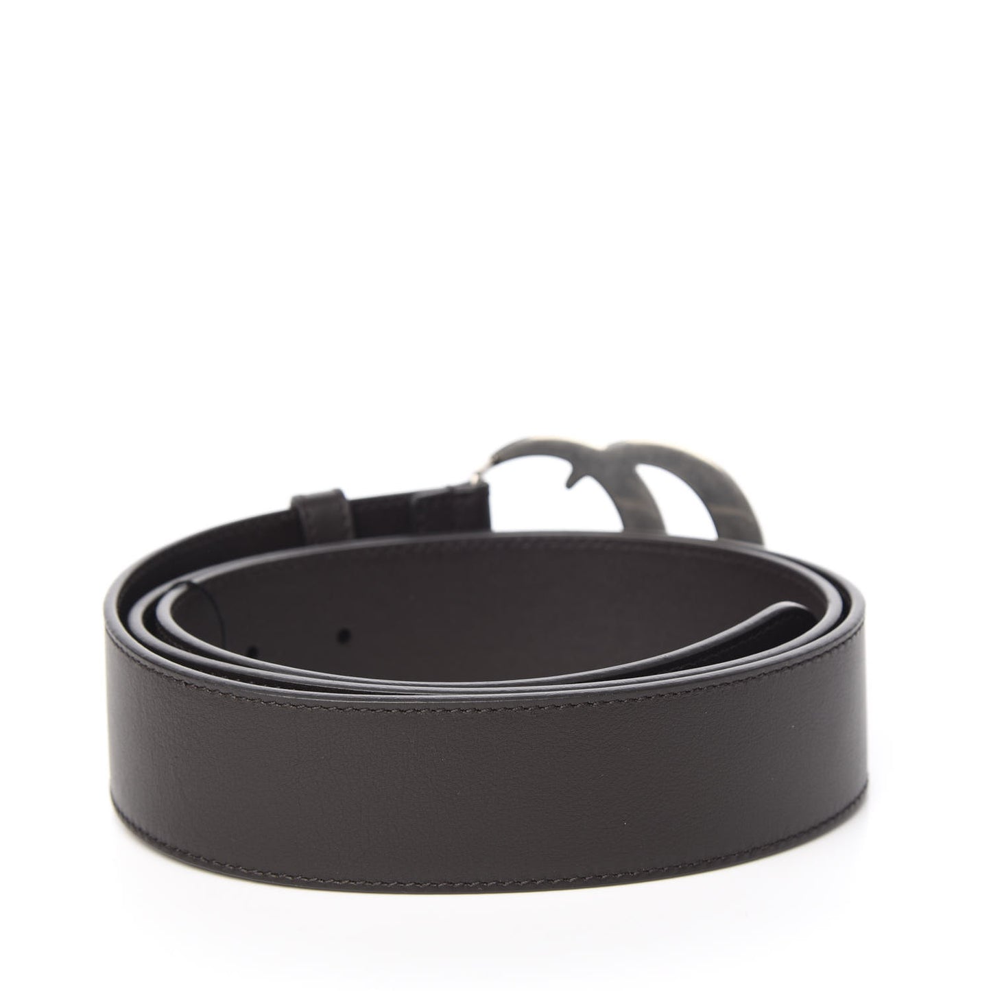 Moon Calfskin Nickel Double G 40mm Belt 100 40 Dark Cocoa