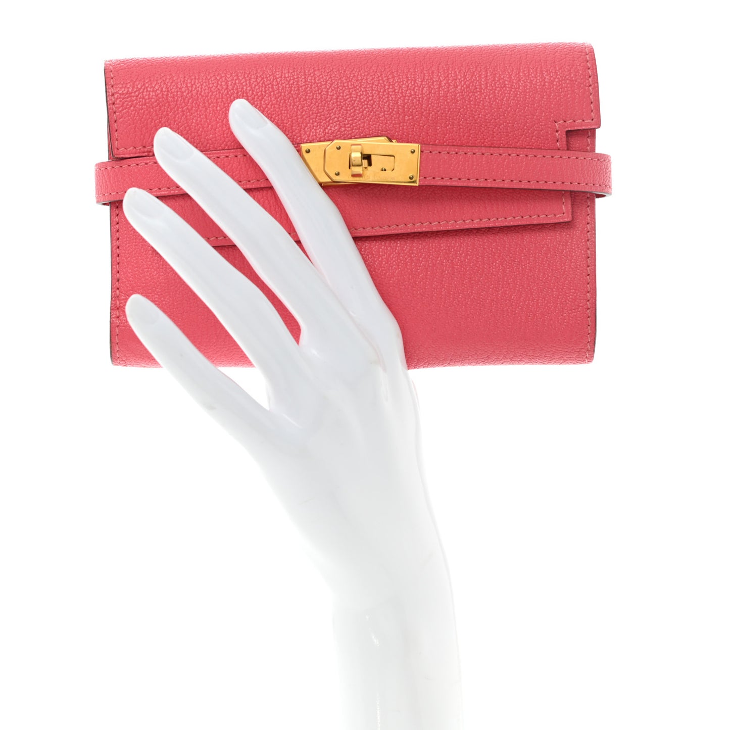 Chevre Mysore Medium Kelly Wallet Rose Azalee