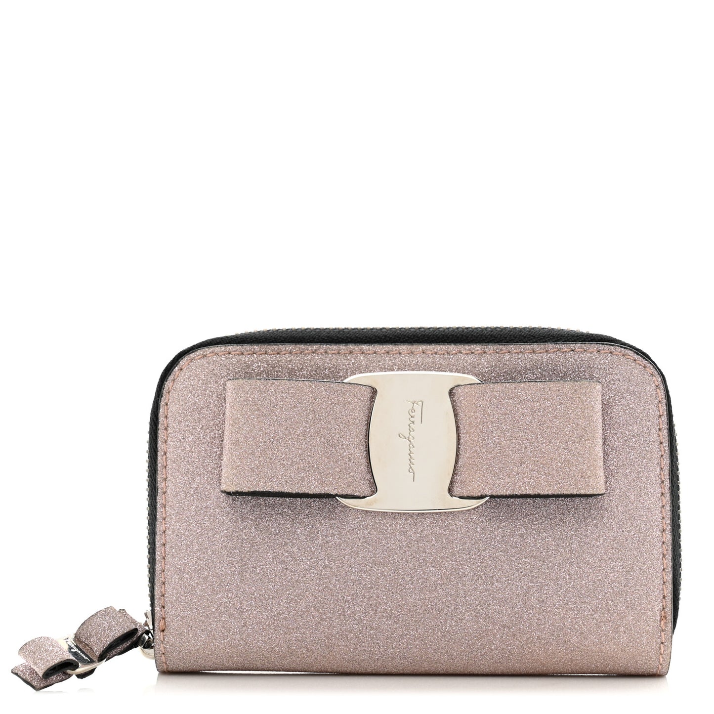 Rainbow Glitter Mini Vara Bow Zip Wallet Light Pink