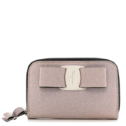 Salvatore Ferragamo Rainbow Glitter Mini Vara Bow Zip Wallet Light Pink 1 of 8