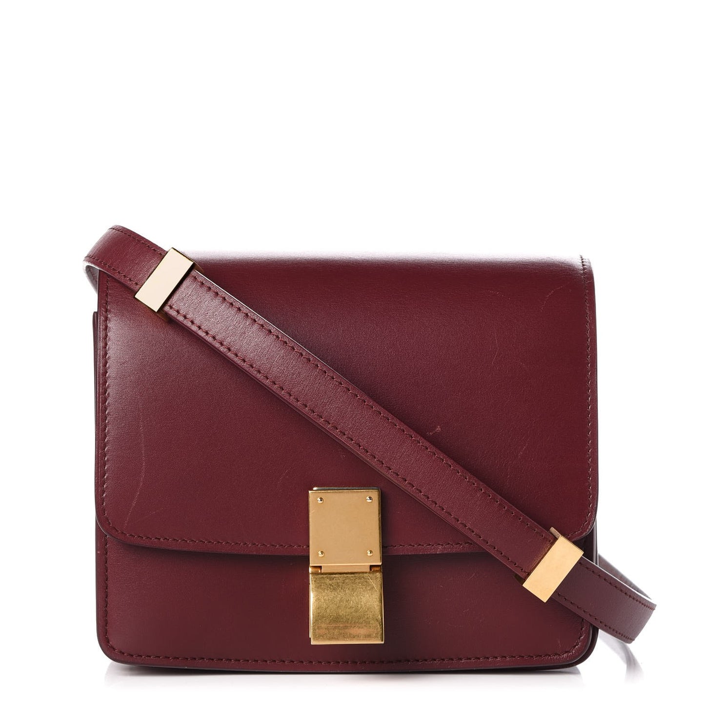 Box Calfskin Small Classic Box Flap Bag Burgundy