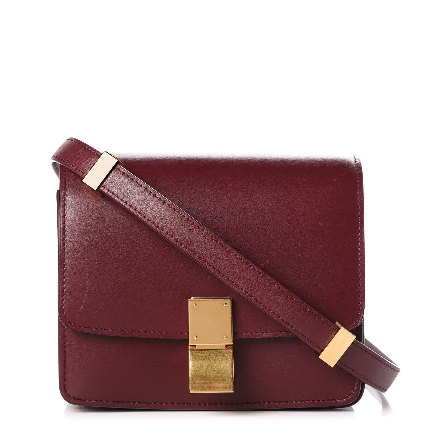 Celine Box Calfskin Small Classic Box Flap Bag Burgundy 1 of 9
