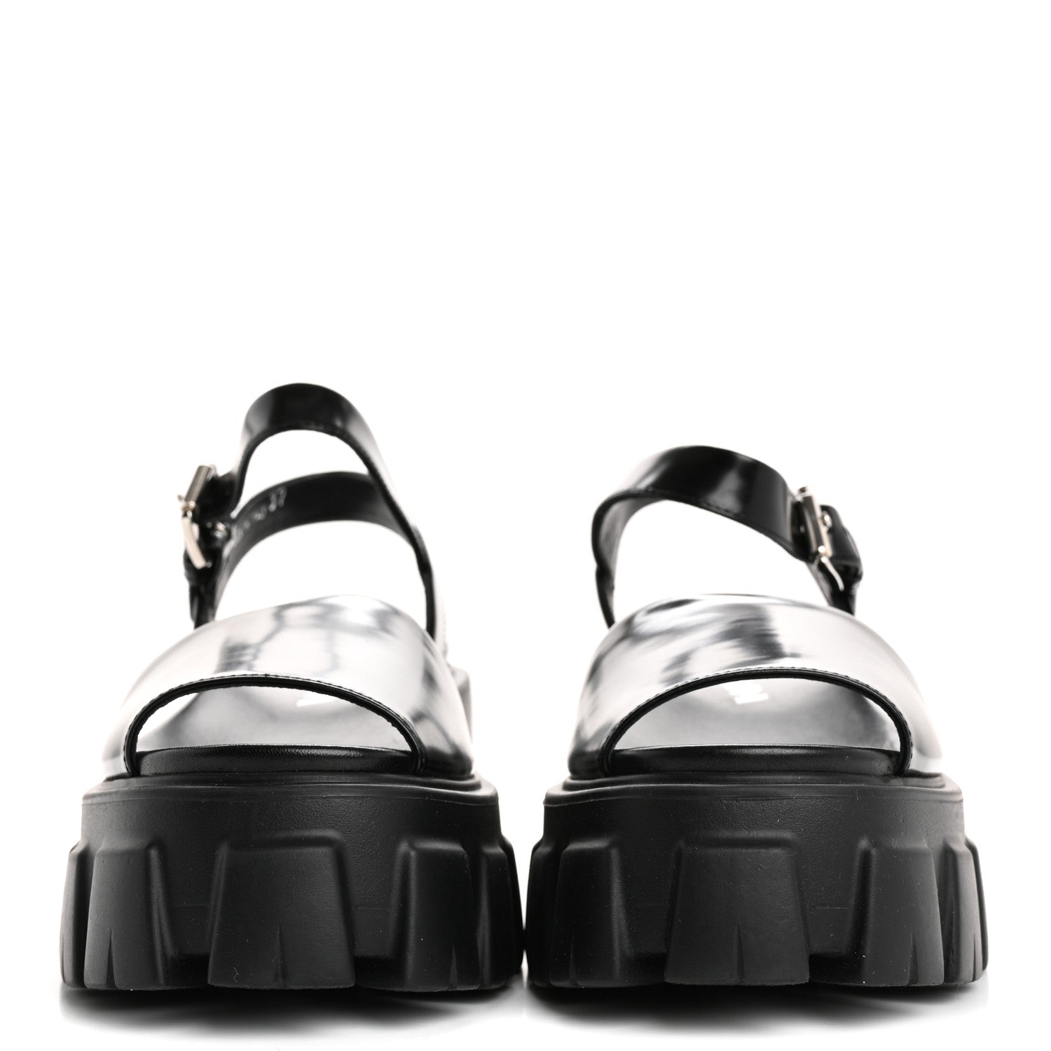 Prada Spazzolato Monolith 55mm Sandals 37 Black 3 of 9