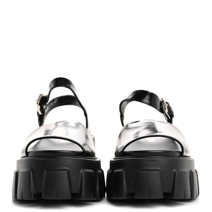 Prada Spazzolato Monolith 55mm Sandals 37 Black 3 of 9