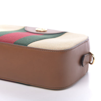 Gucci Vintage Canvas Web Shoulder Bag Sand Cuir 9 of 10