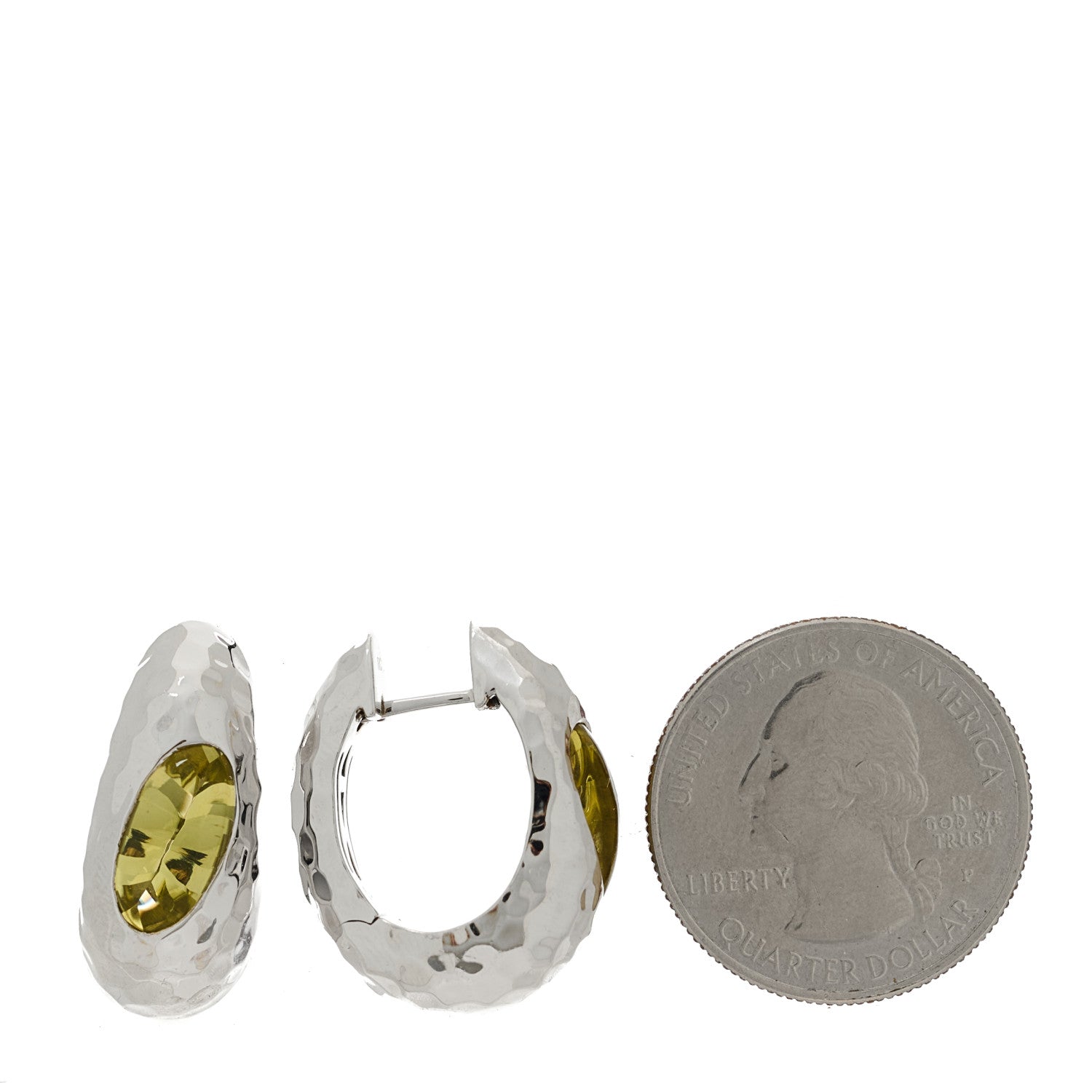 Roberto Coin Sterling Silver Lemon Quartz Capri Hoop Earrings 2 of 4