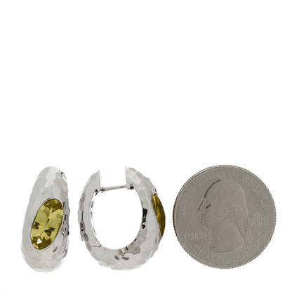 Roberto Coin Sterling Silver Lemon Quartz Capri Hoop Earrings 2 of 4