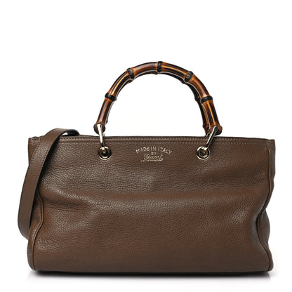 Gucci Pebbled Calfskin Medium Bamboo Shopper Tote Acero 1 of 9