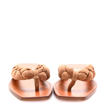 Christian Louboutin Veau Velours Braided Briotonga Flat Sandals 39.5 Biscotto 3 of 9